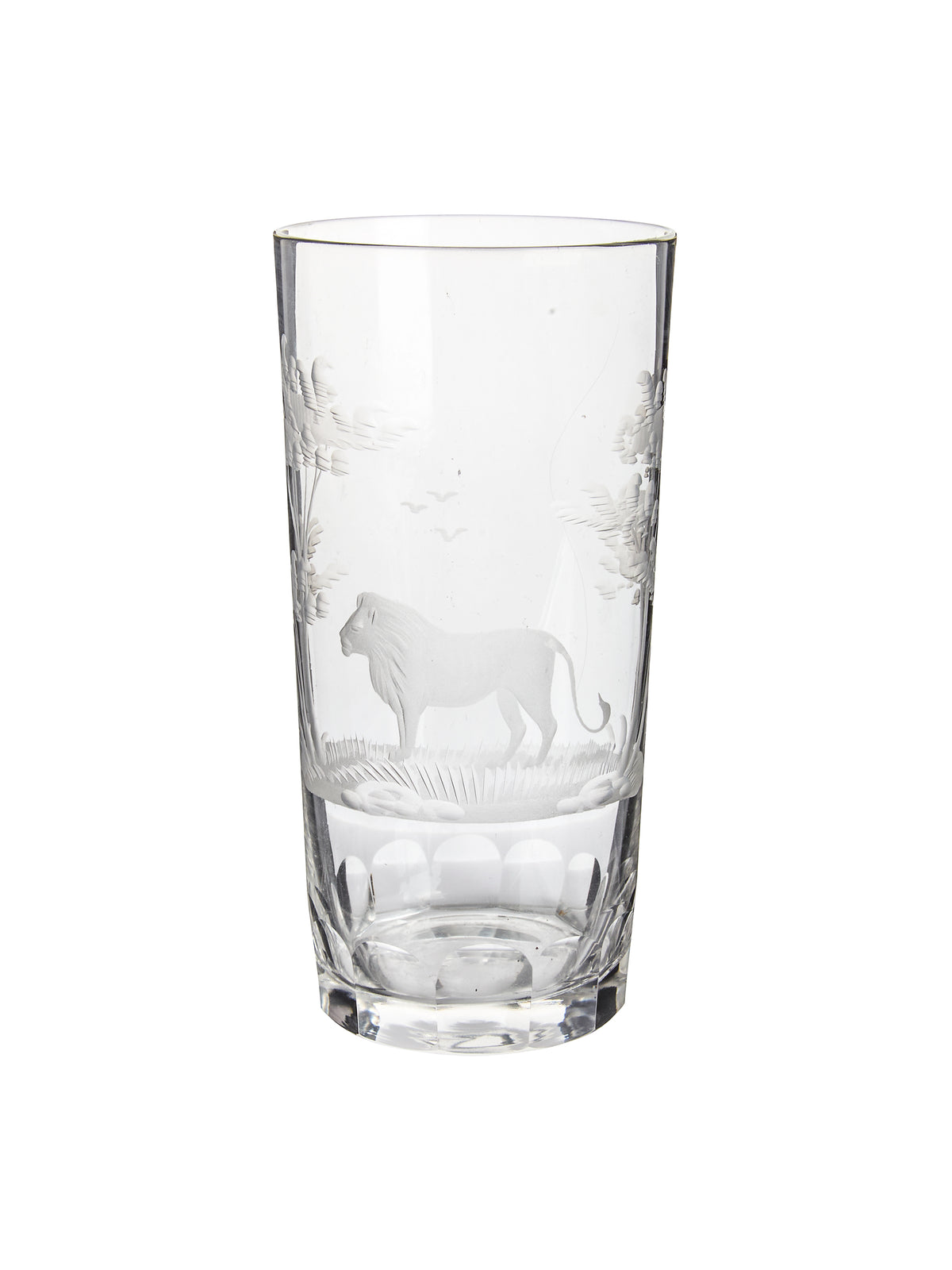 Vintage 1960s Crystal Queen Lace Safari Highball Glass Lion Weston Table