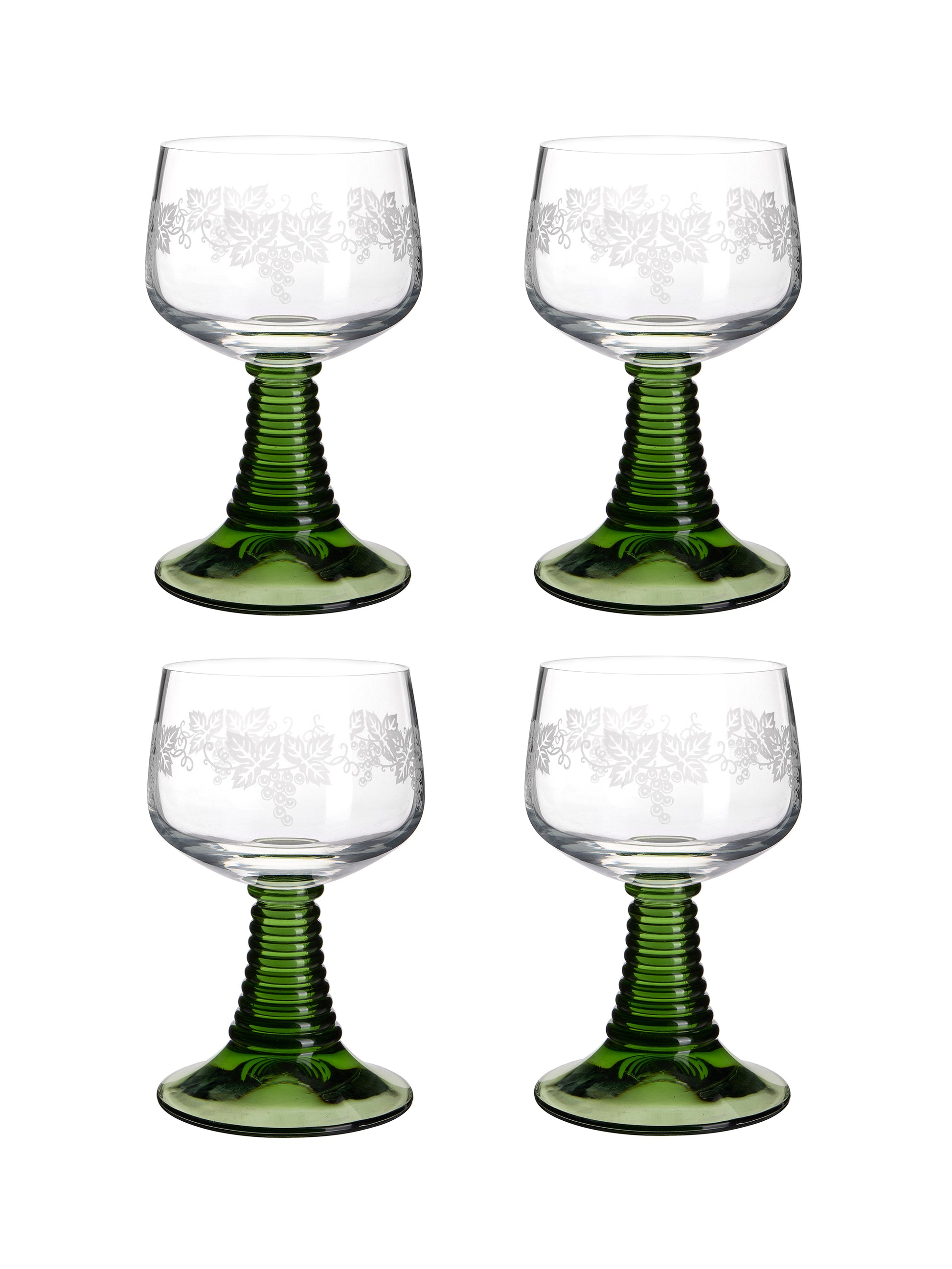 Vintage 1960s Etched Olive Beehive Wine Glasses Weston Table