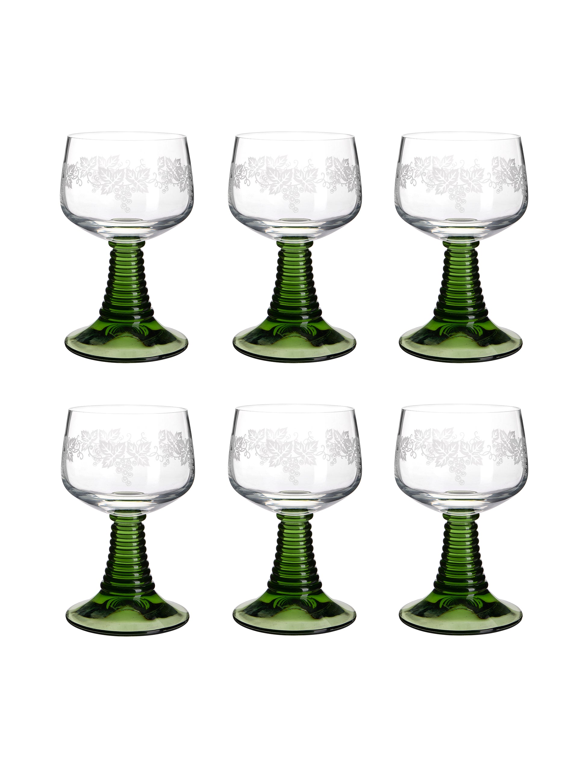 Vintage 1960s Etched Olive Beehive Wine Glasses Weston Table