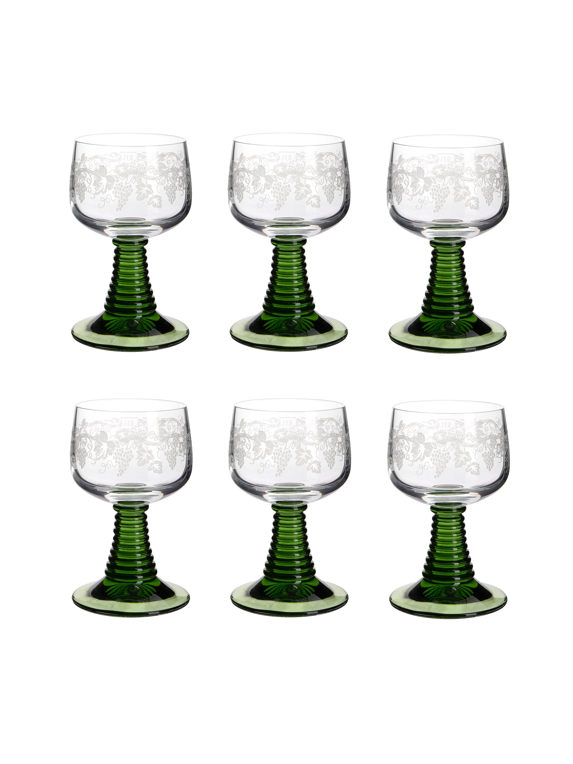 Vintage 1960s Etched Olive Beehive Wine Glasses Weston Table