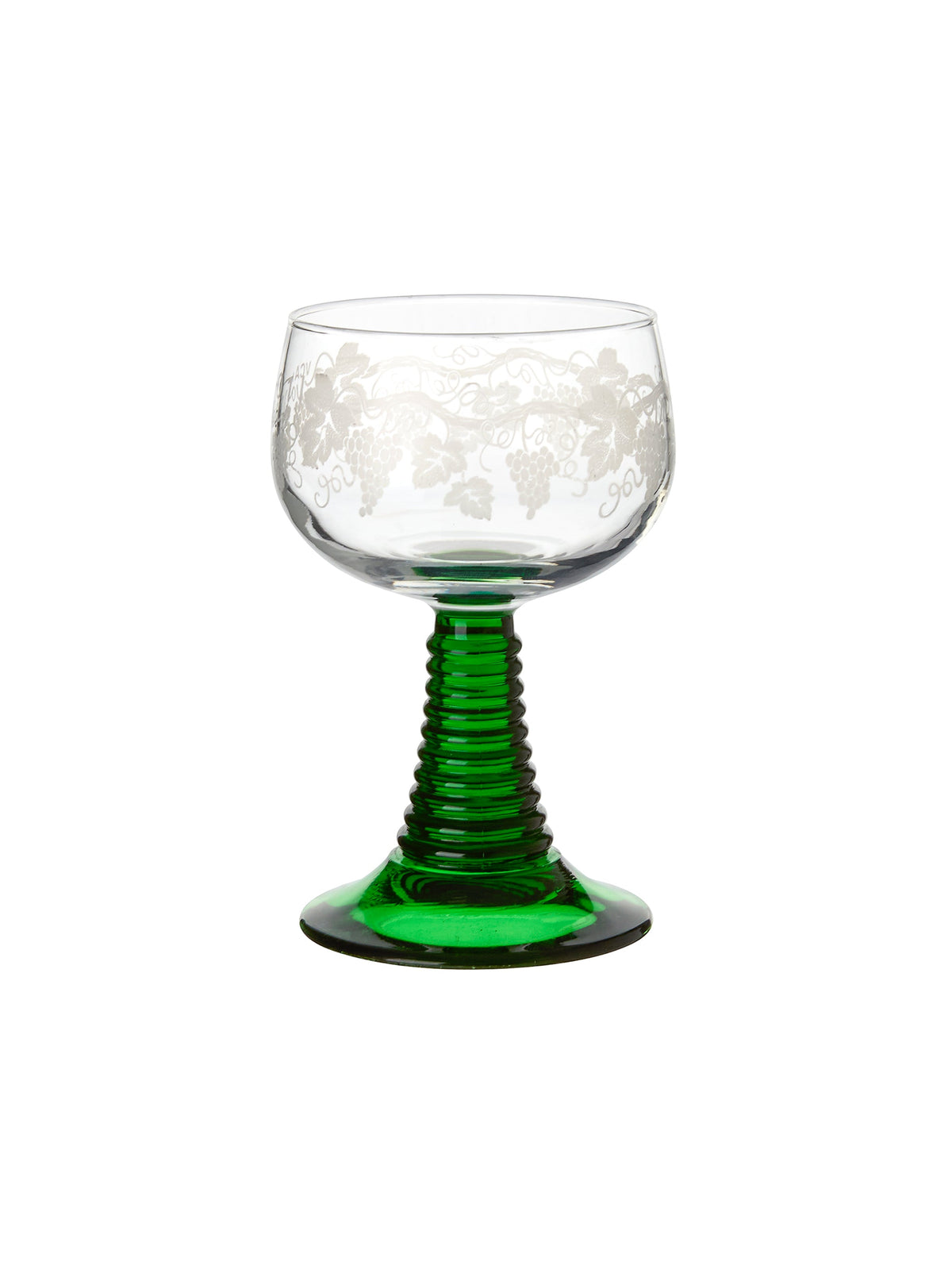 Vintage 1960s French White Wine Etched Trumpet Glasses Weston Table