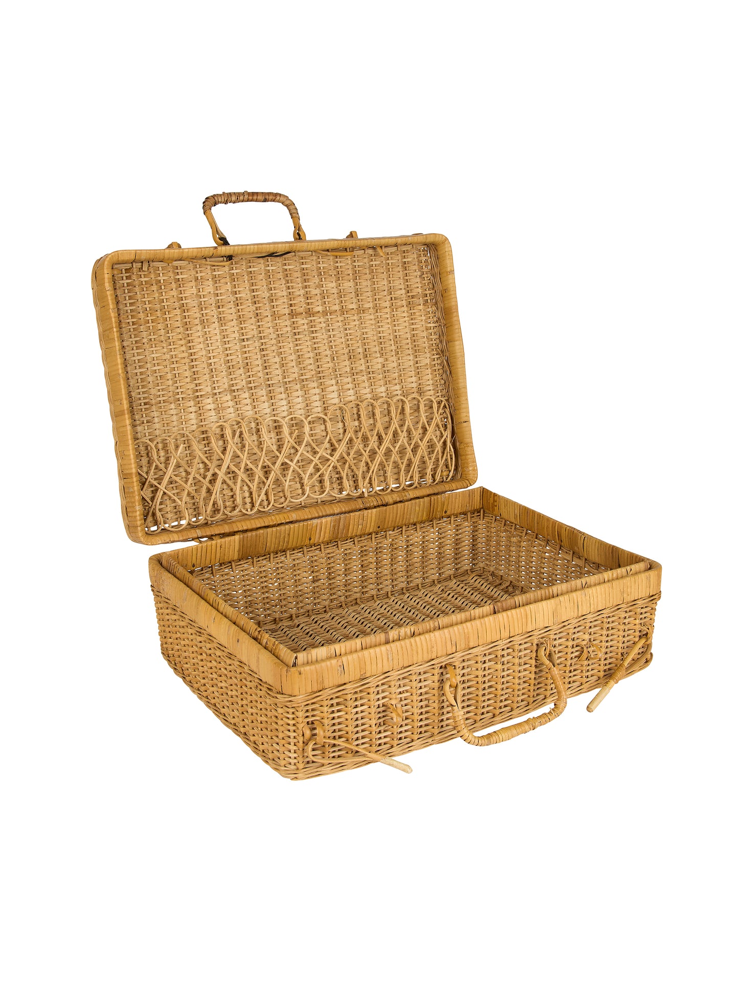 Vintage 1960s Japanese Rattan Lunch Valise Weston Table