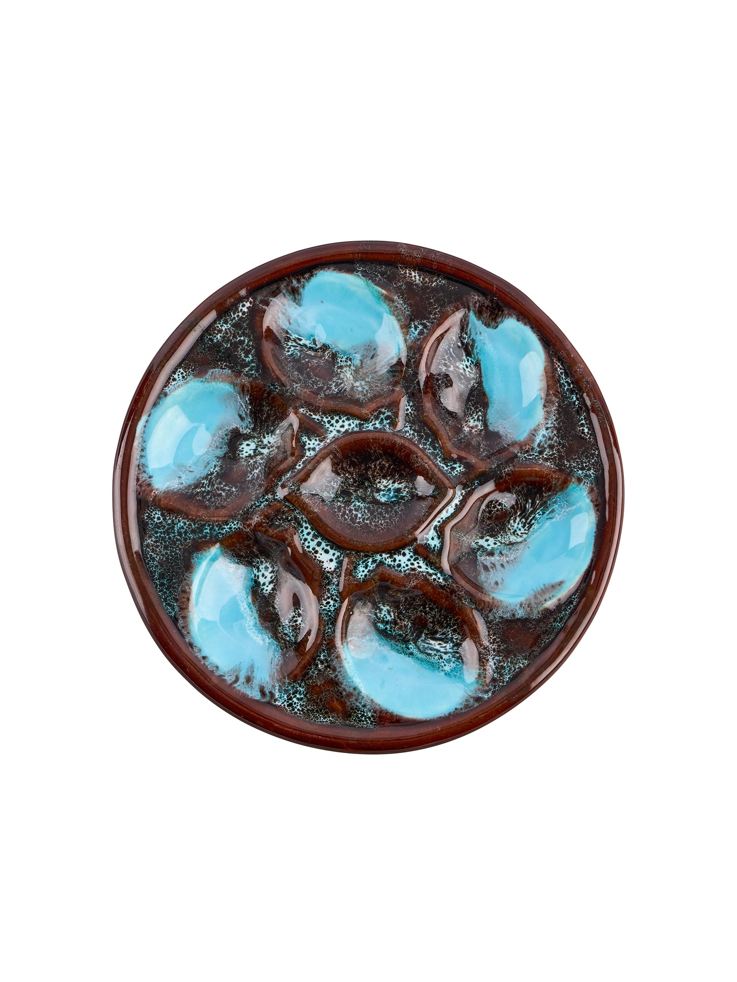 Vintage 1960s Vallauris Blue Lava Oyster Plate Weston Table