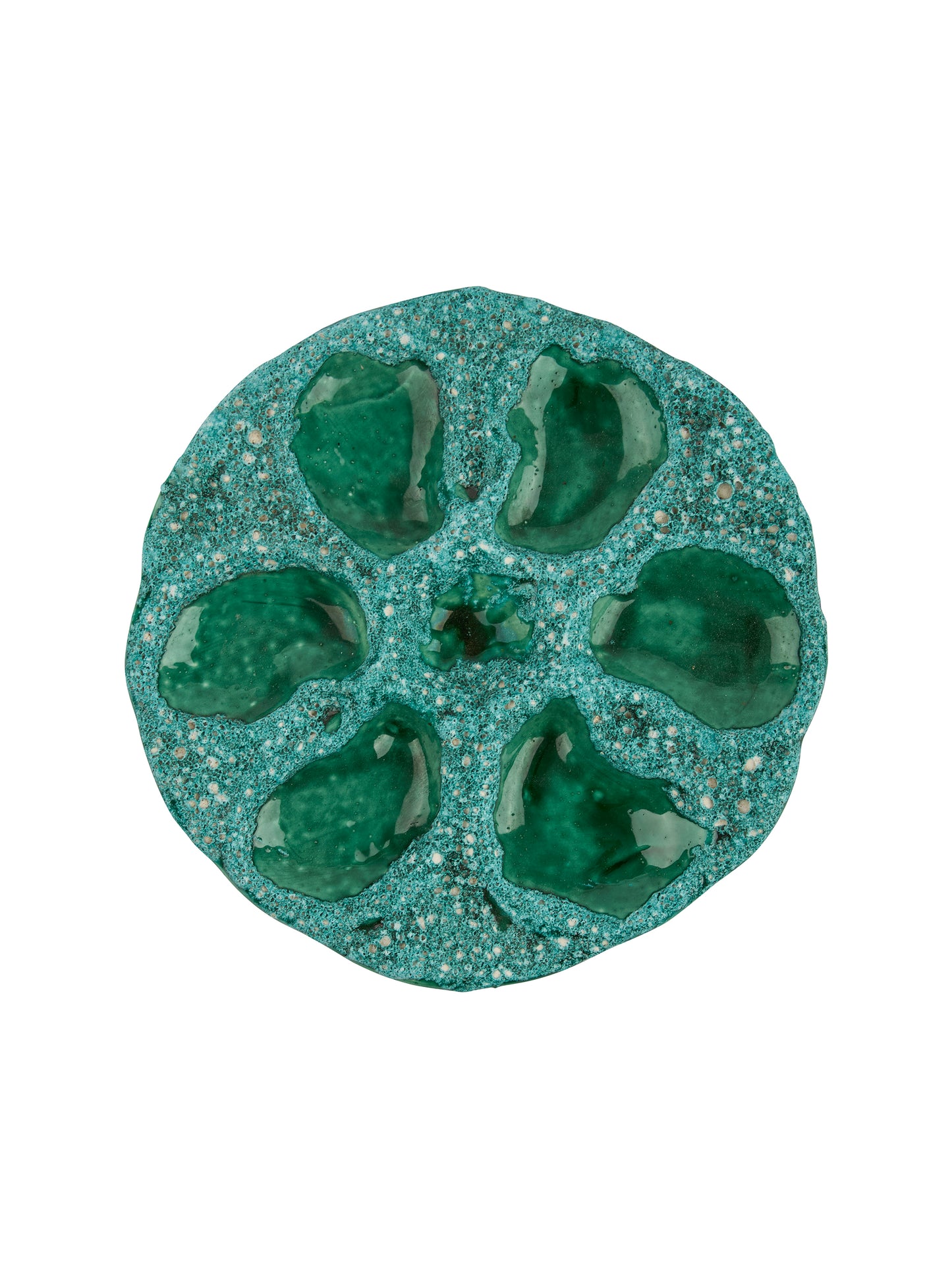 Vintage 1960s Vallauris Green Lava Oyster Plate Weston Table