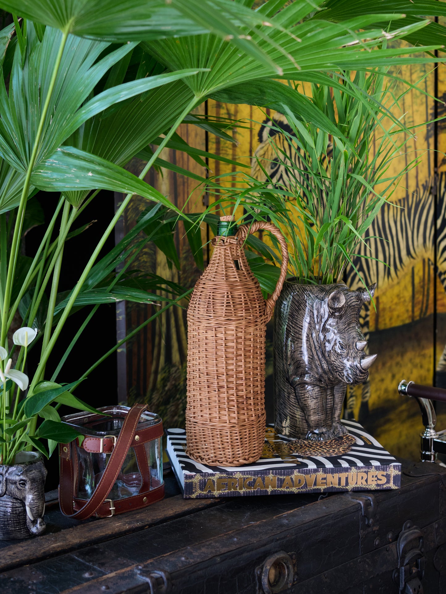 Vintage 1970s Small Wicker Wrapped Wine Bottle