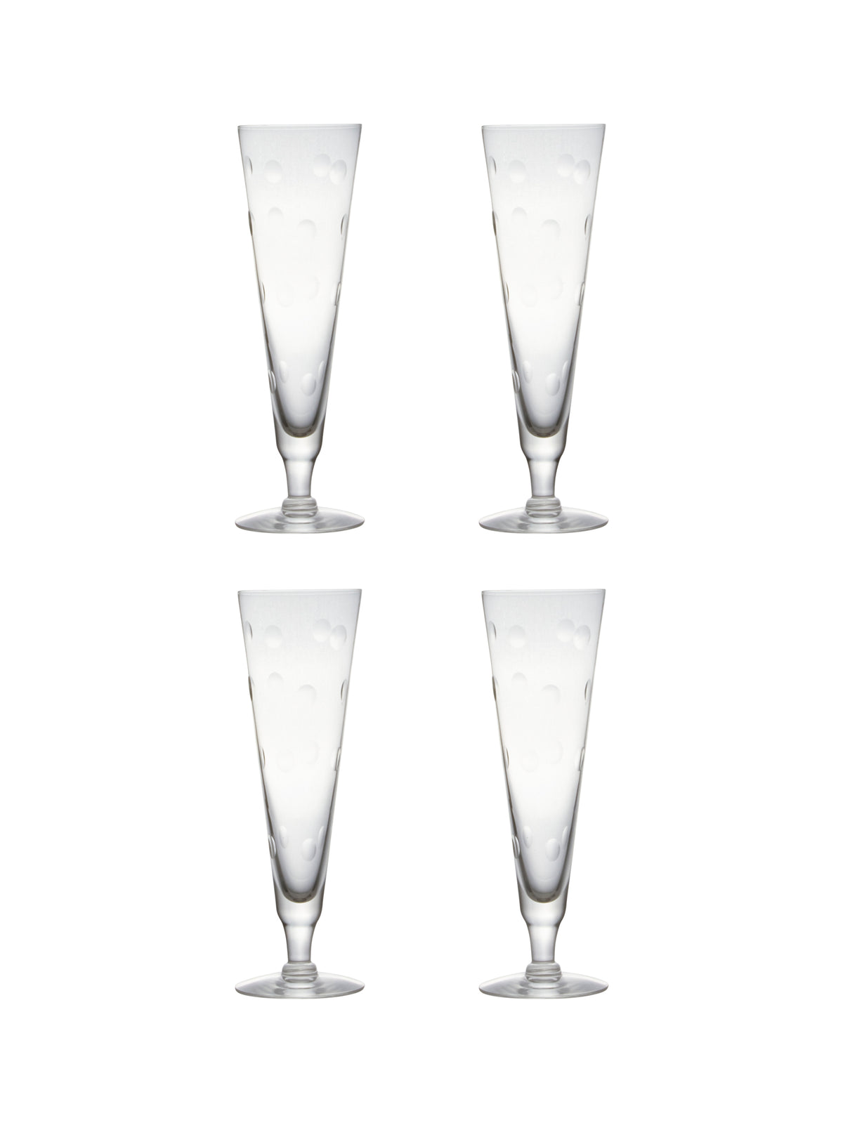 Vintage 19th Century Crystal Champagne Flutes Set of Four Weston Table