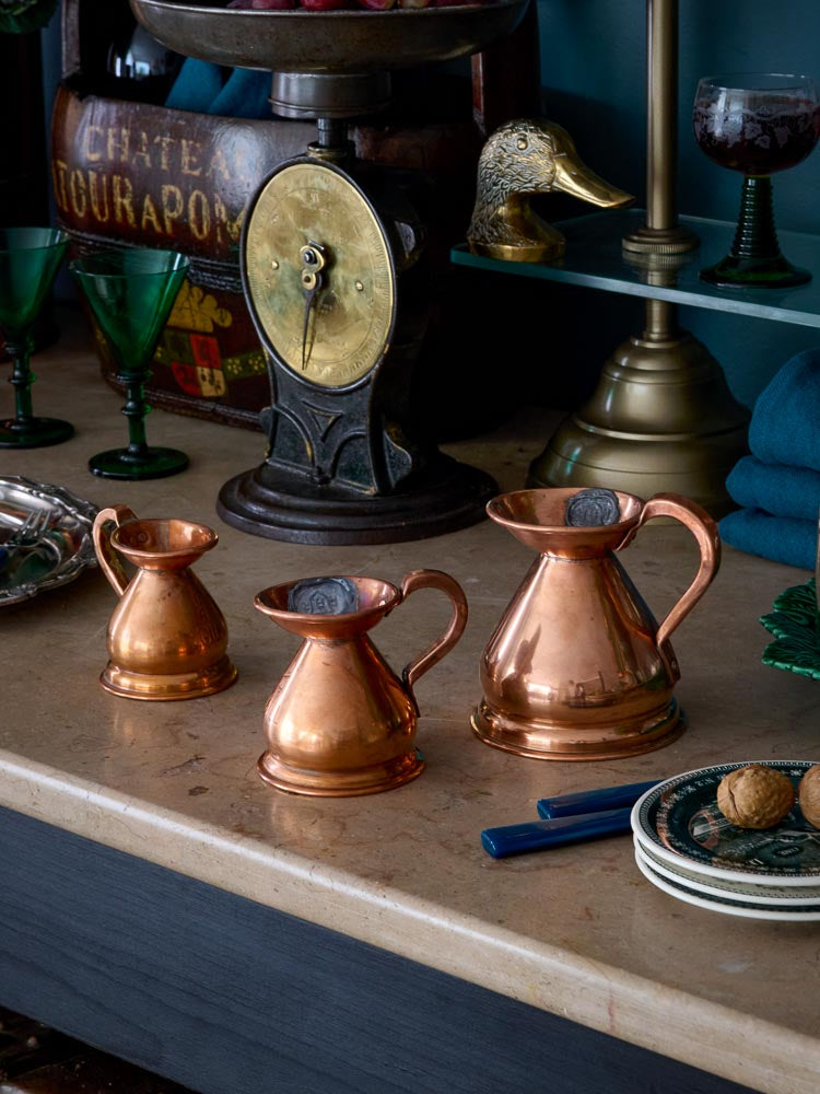 Vintage 19th Century English Copper Haystack Measure Trio Weston Table