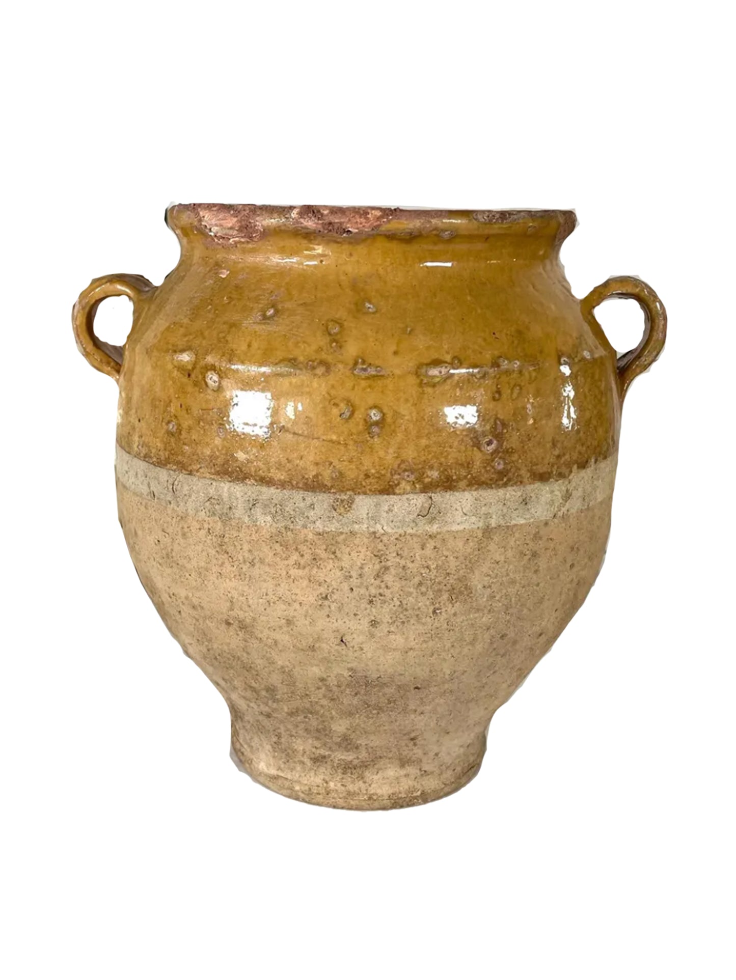 Vintage 19th Century French Terracotta Glazed Confit Pot Two Weston Table