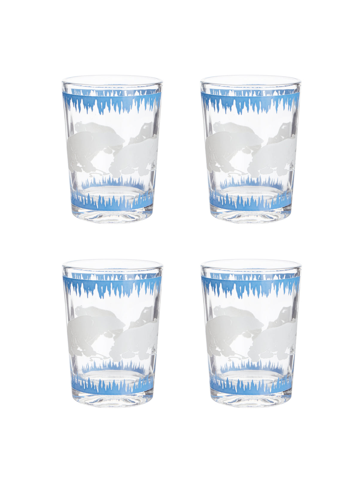 Vintage Art Deco Hazel Atlas Polar Bear Barware Low Ball Set of Four Weston Table