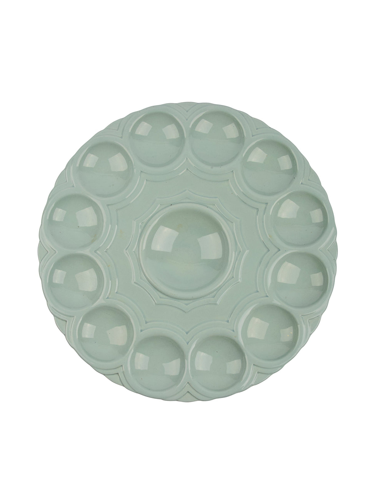 Vintage Art Deco Sarreguemines Green Oyster Platter Weston Table