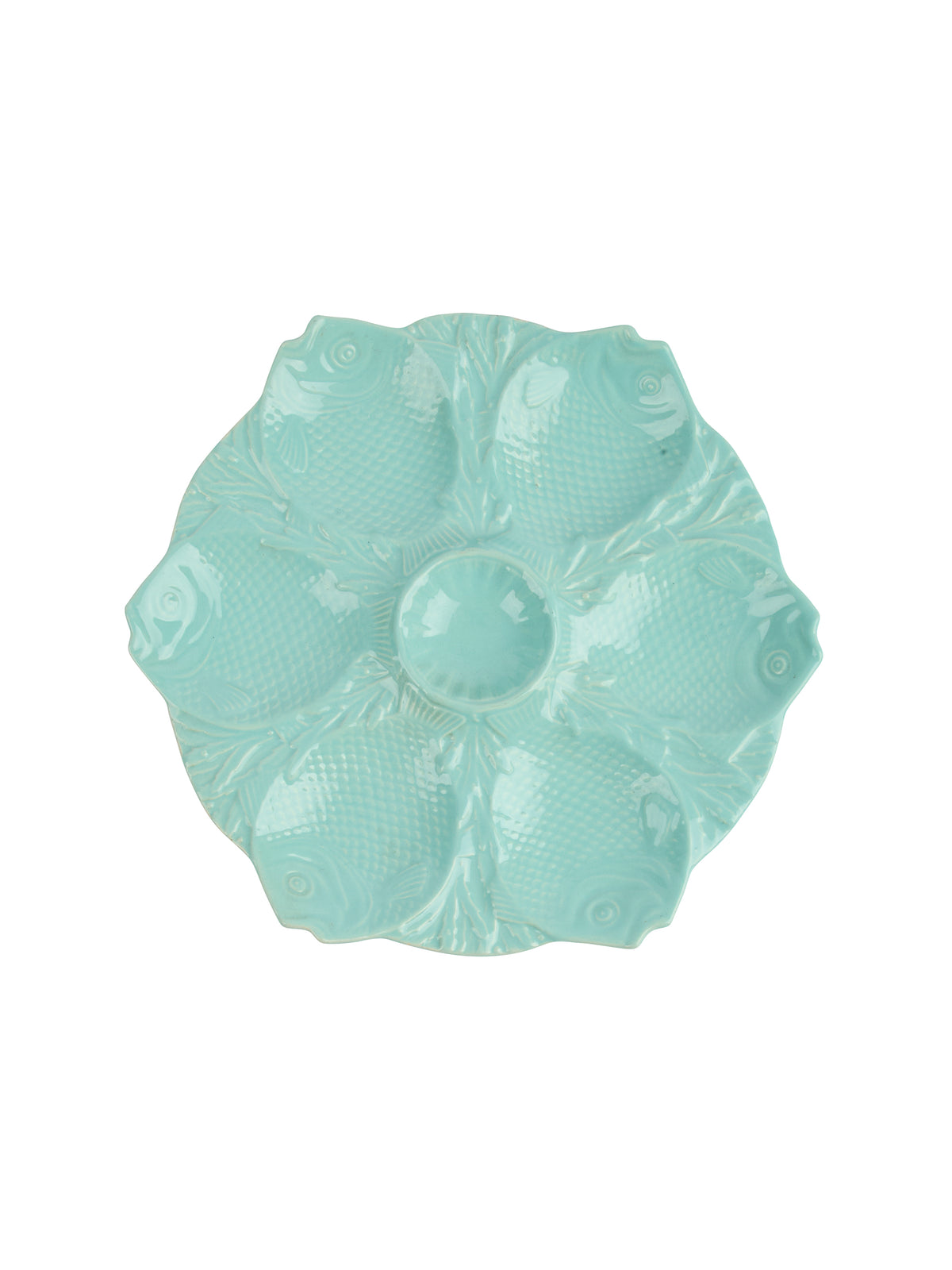 Vintage Bordallo Pinheiro Aqua Fish Oyster Plate Weston Table
