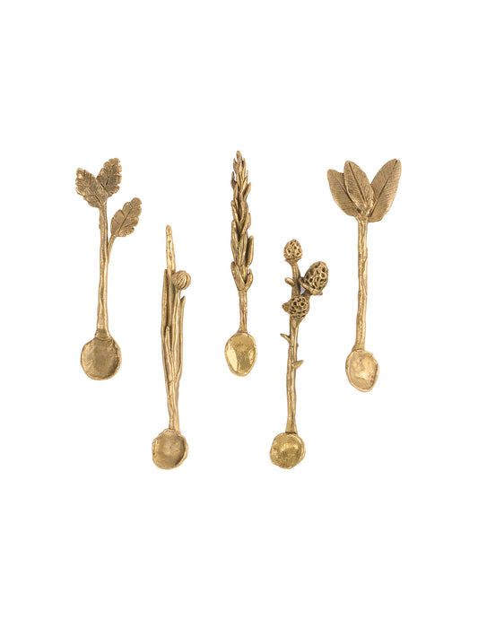 Vintage Brass Finished Pewter Herb Salt Spoons Weston Table