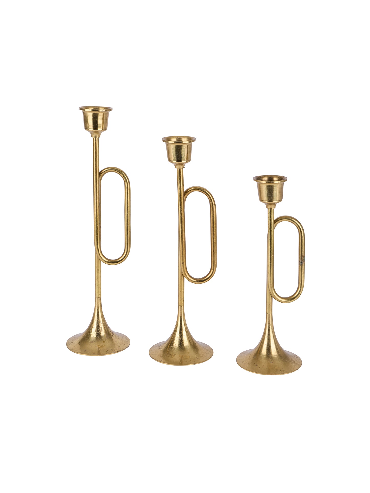 Vintage Brass Trumpet Candlesticks Weston Table
