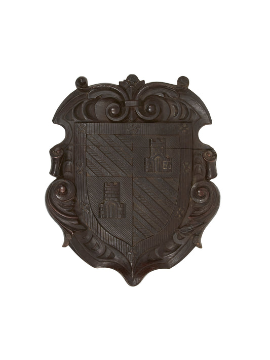 Vintage Cartanche French Walnut Coat of Arms Weston Table