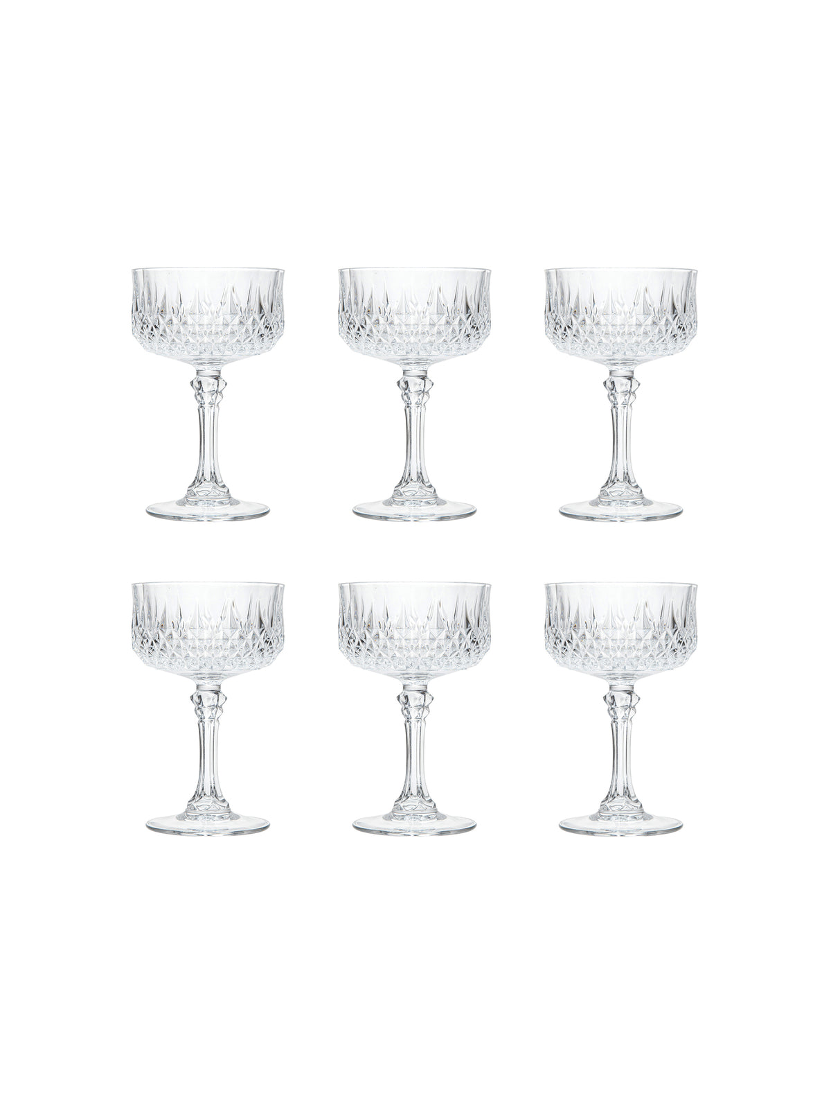 Vintage Cristal D'Arques Longchamp Champagne Coupes Glasses