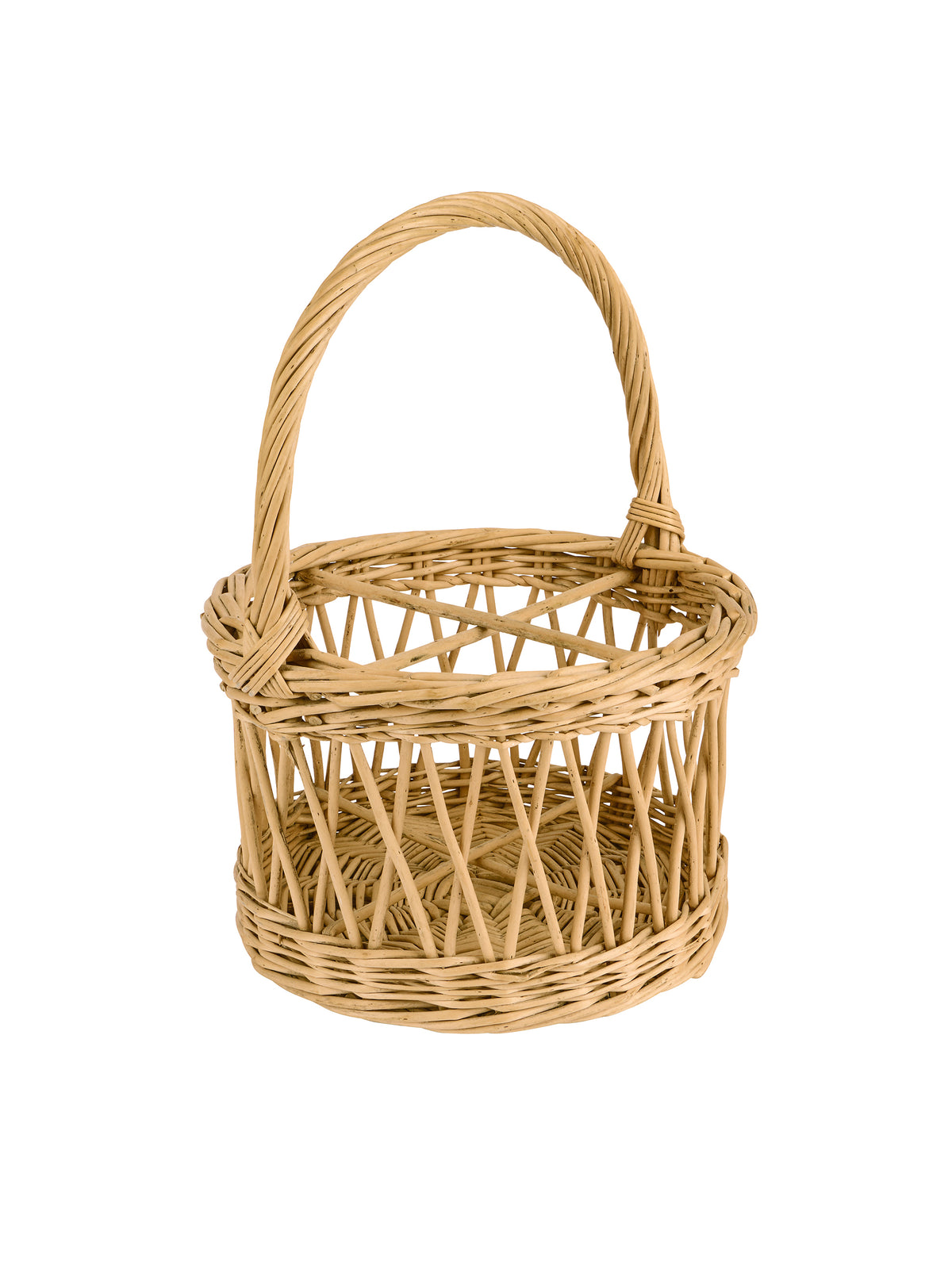Vintage English Blonde Round Wicker Bottle Carrier Weston Table