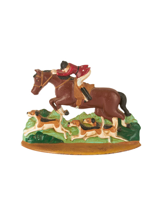 Vintage English Fox Hunting Cast Iron Doorstop Weston Table