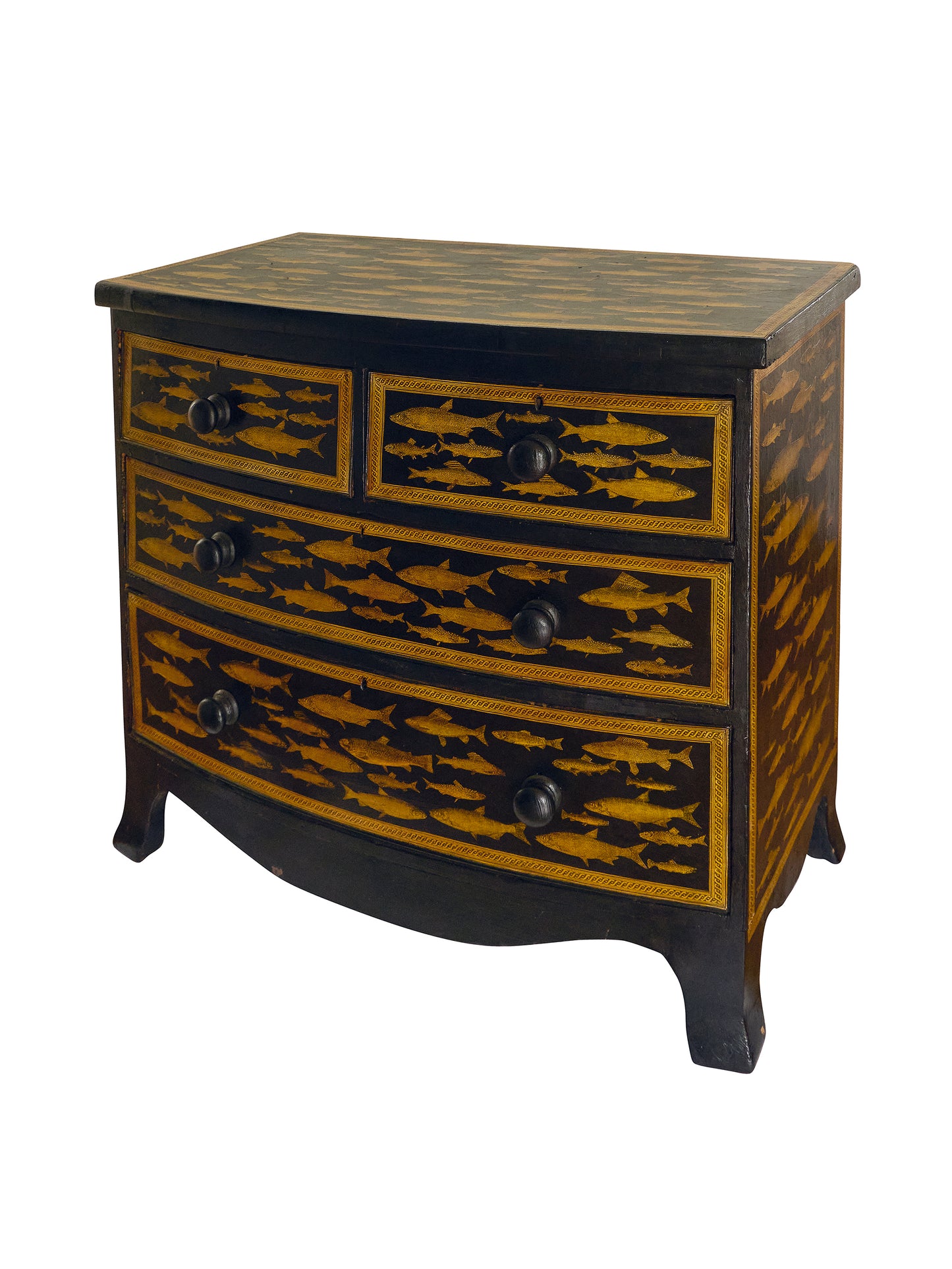 Vintage English Trout Decoupage Chest Weston Table