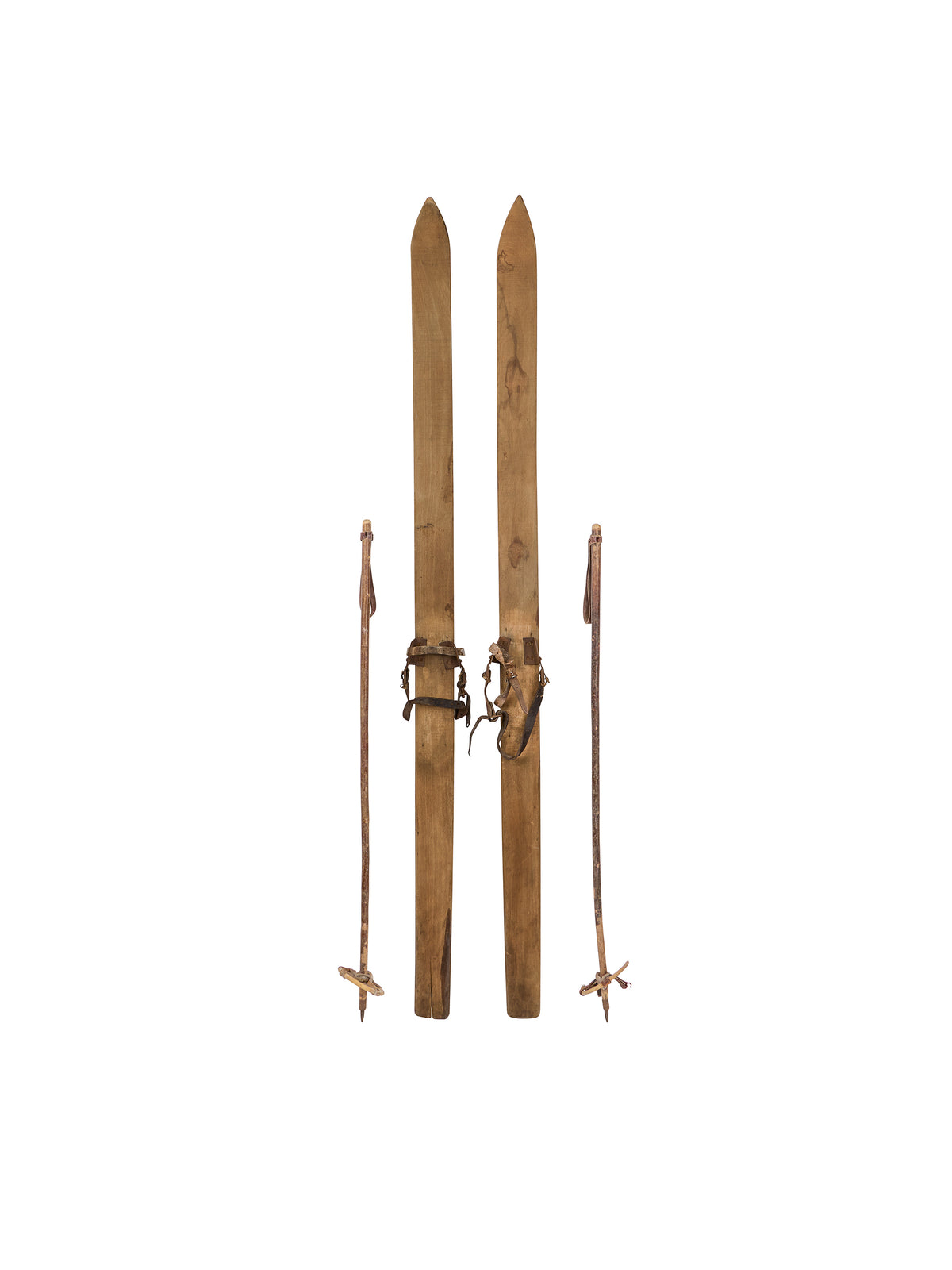 Vintage European Wooden Skis and Poles Ten Weston Table