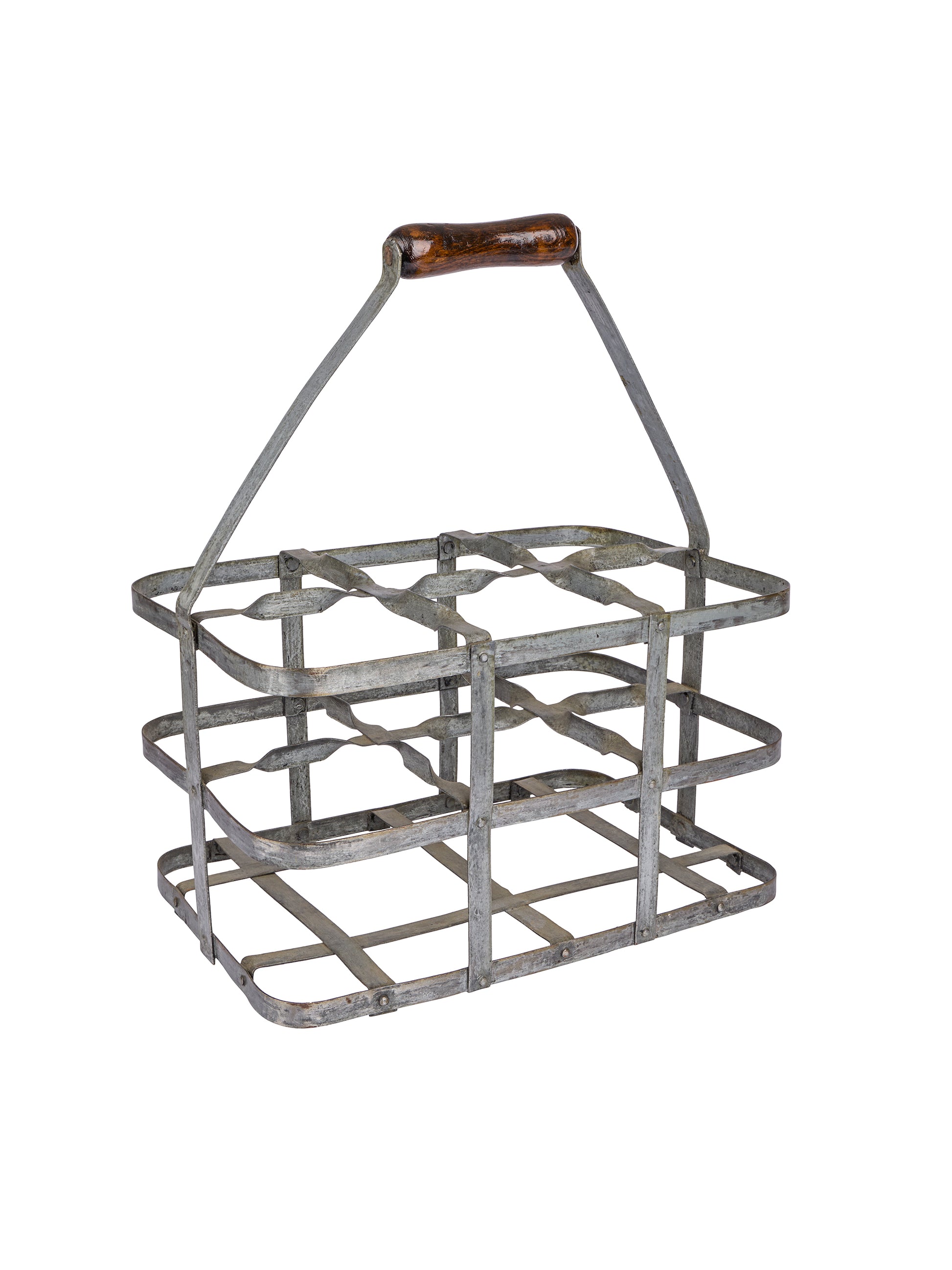 Vintage French Zinc Wine Bottle Carrier Weston Table