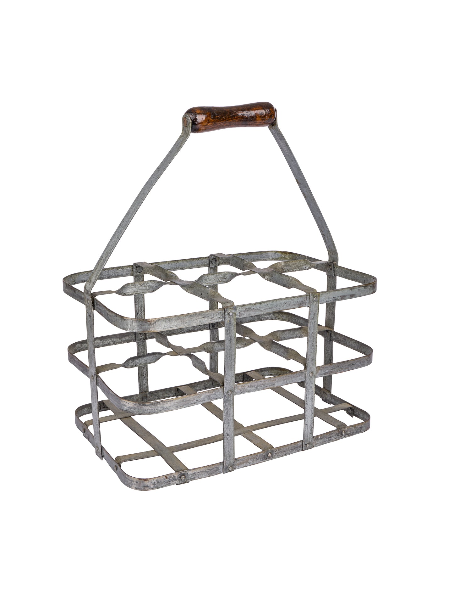 Vintage French Zinc Wine Bottle Carrier Four Weston Table