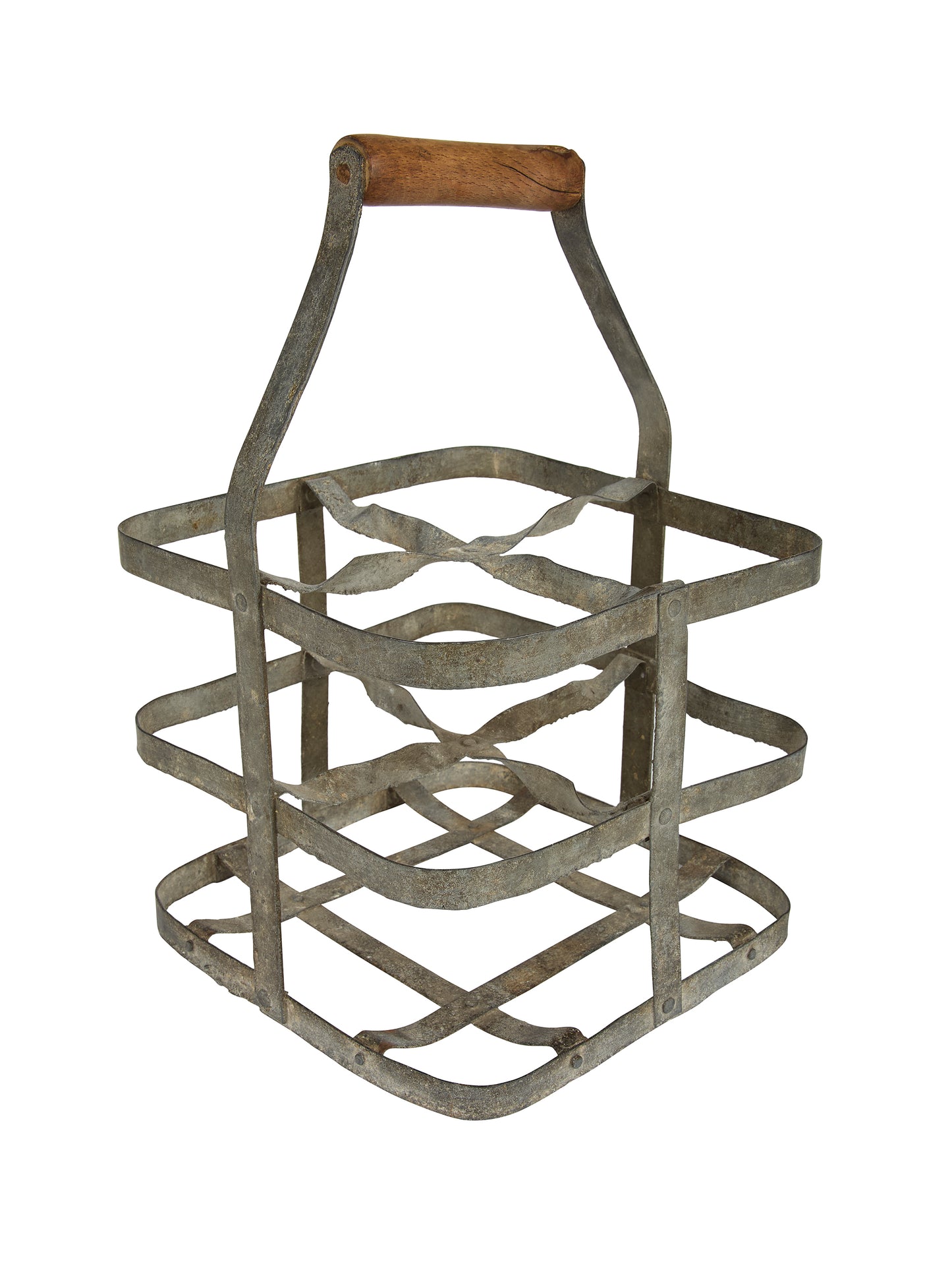 Vintage French Zinc Wine Bottle Carrier