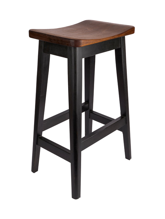 Vintage Handcrafted Cherry and Black Painted Bar Stool