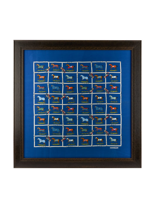 Vintage Hermes Horses in the Paddock Large Silk Scarf Framed Art Weston Table