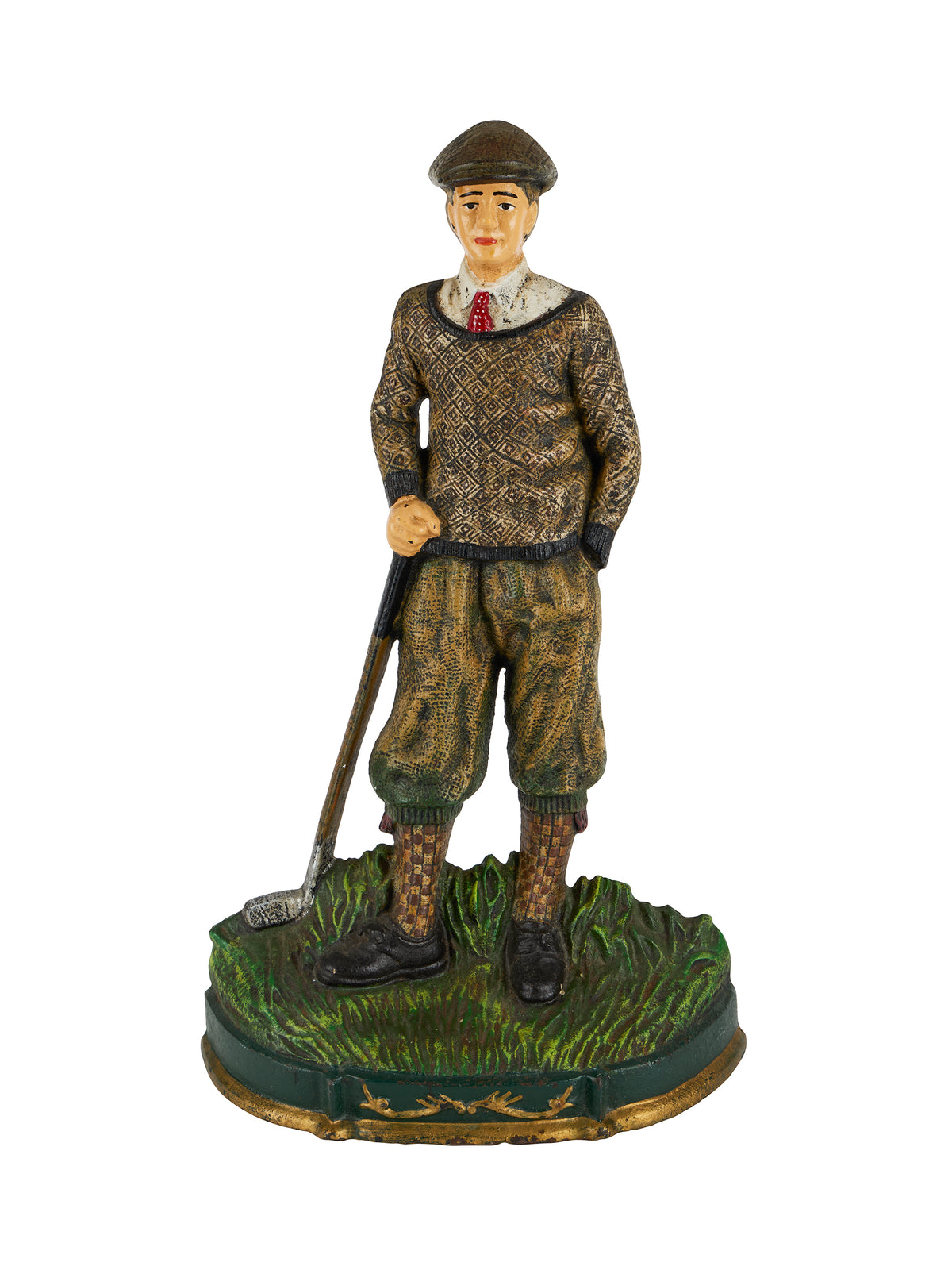 Vintage Irish Golfer Cast Iron Doorstop Six Weston Table