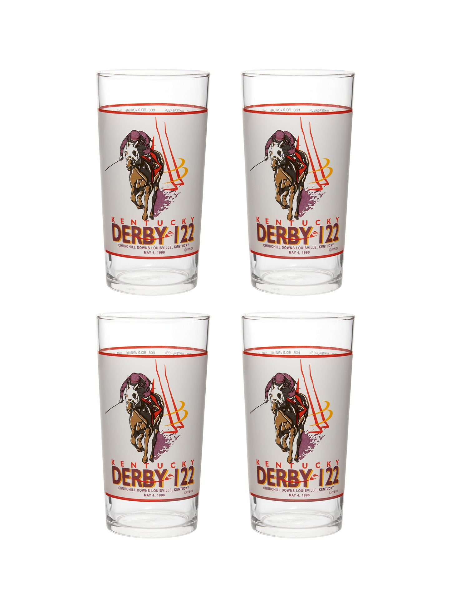 Vintage Kentucky Derby 122nd Mint Julep Glasses Set of Four Weston Table