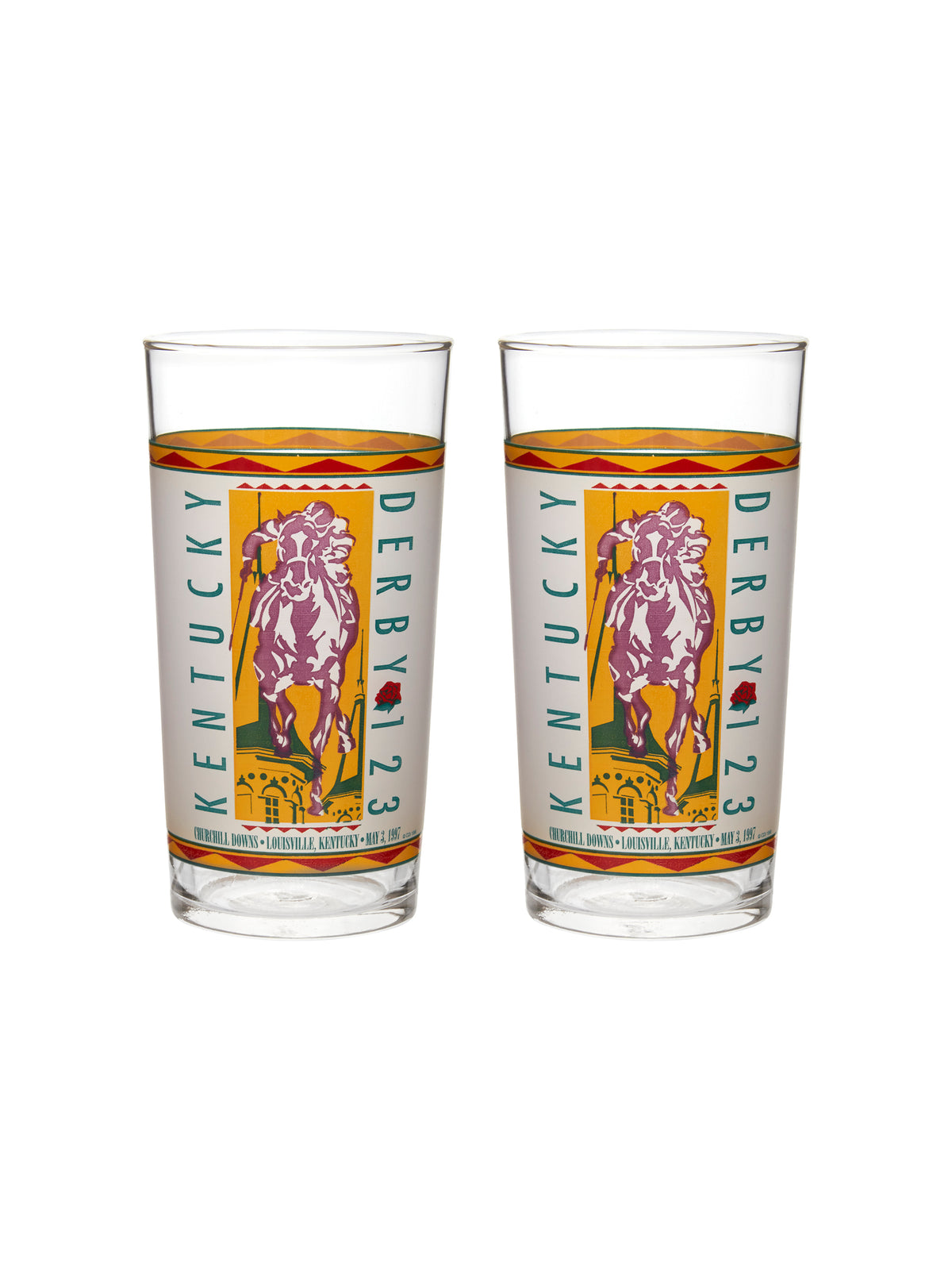 Vintage Kentucky Derby 123rd Mint Julep Glasses Set of Two Weston Table