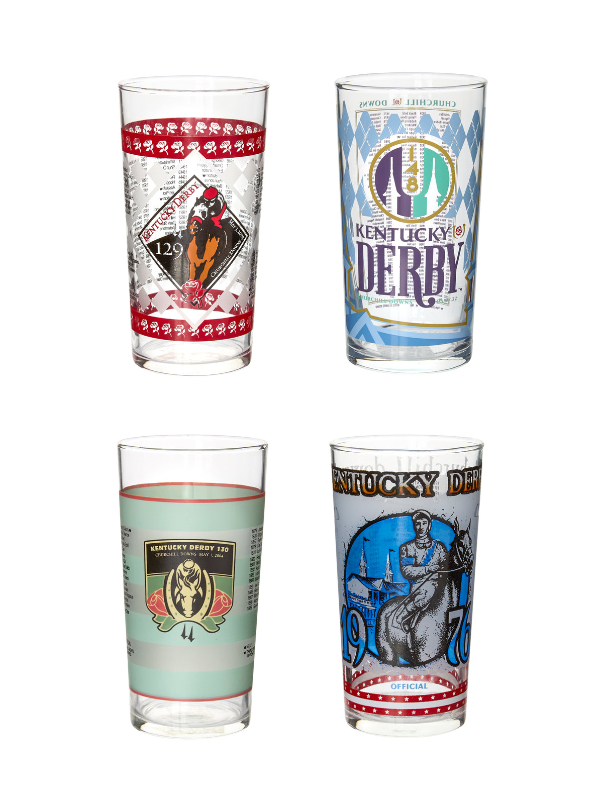 Vintage Kentucky Derby Mixed Races Mint Julep Glass Set Weston Table