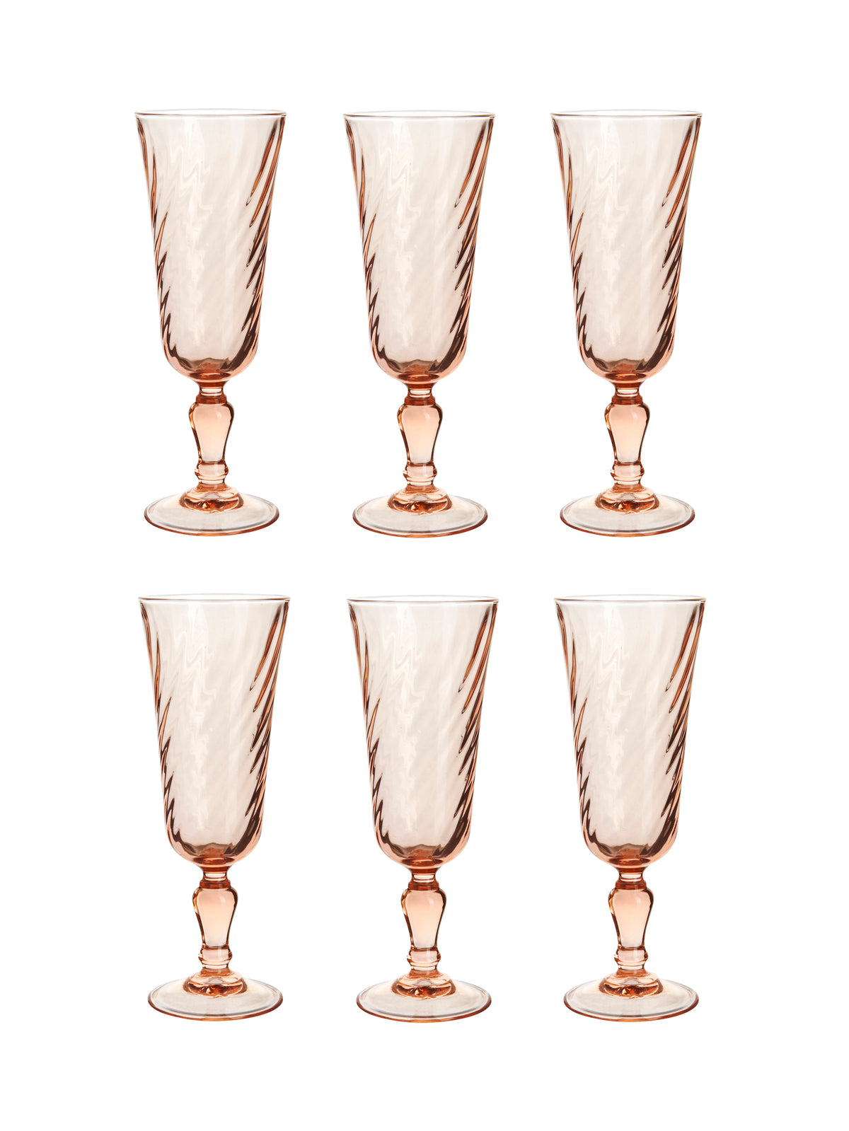 Vintage Pink Swirl Rosaline Champagne Glasses Weston Table