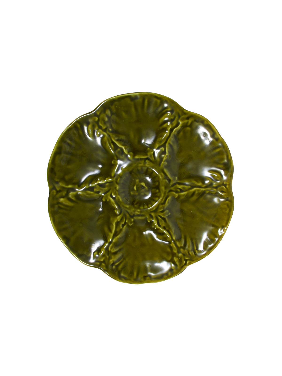 Vintage Retro Gien Moss Green Oyster Plate Weston Table