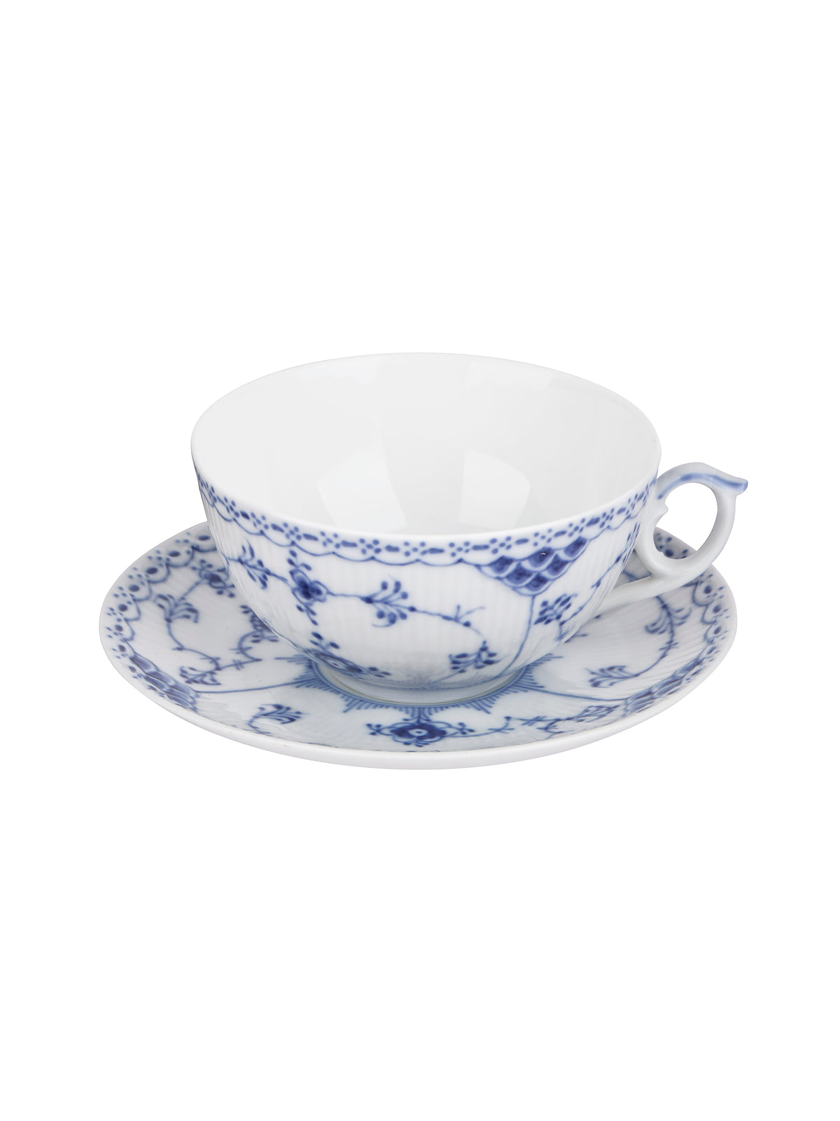 Vintage Royal Copenhagen Blue Fluted Half Lace Cup & Saucer Weston Table