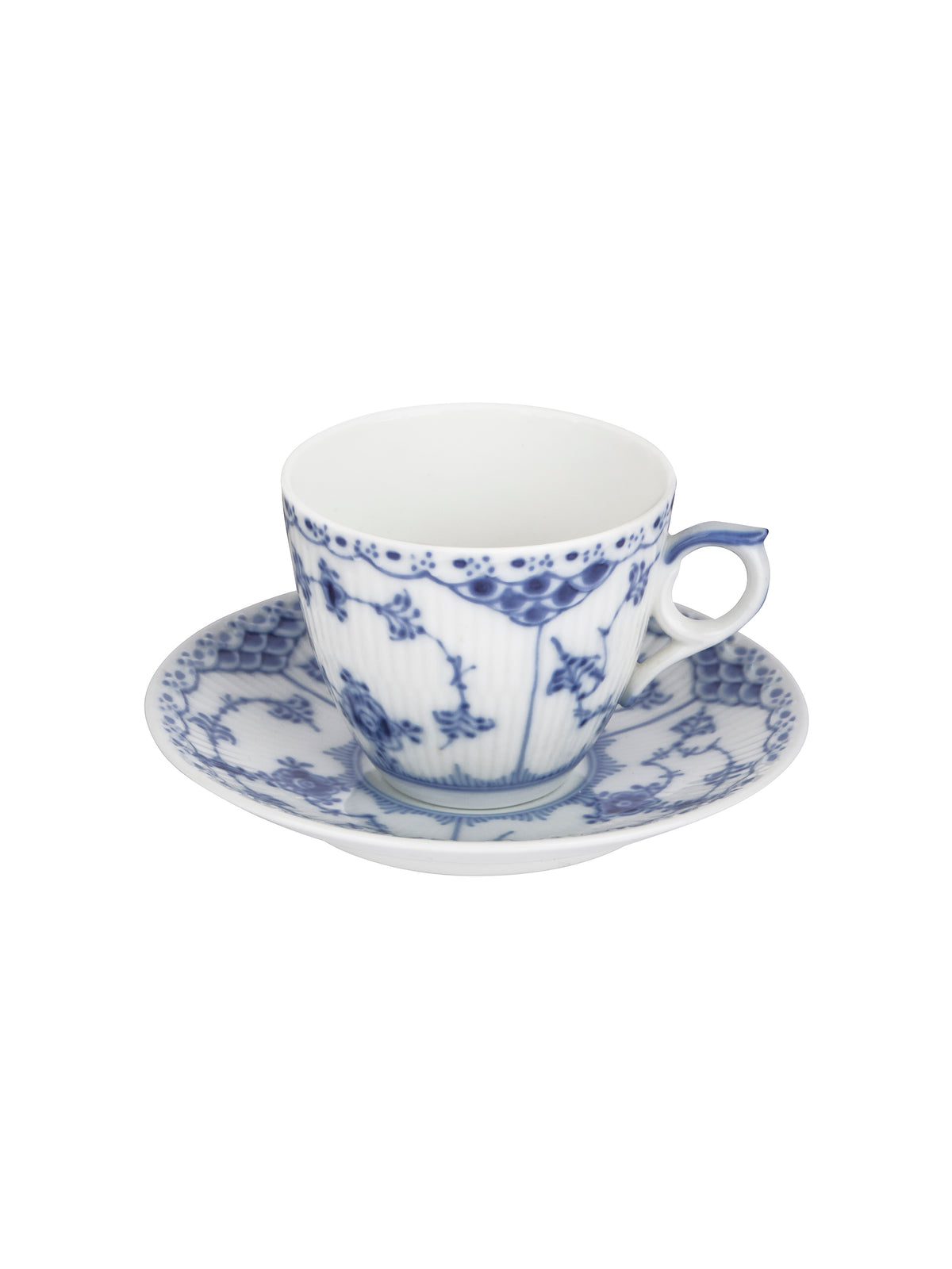 Vintage Royal Copenhagen Blue Fluted Half Lace Tea Cup and Saucer Weston Table
