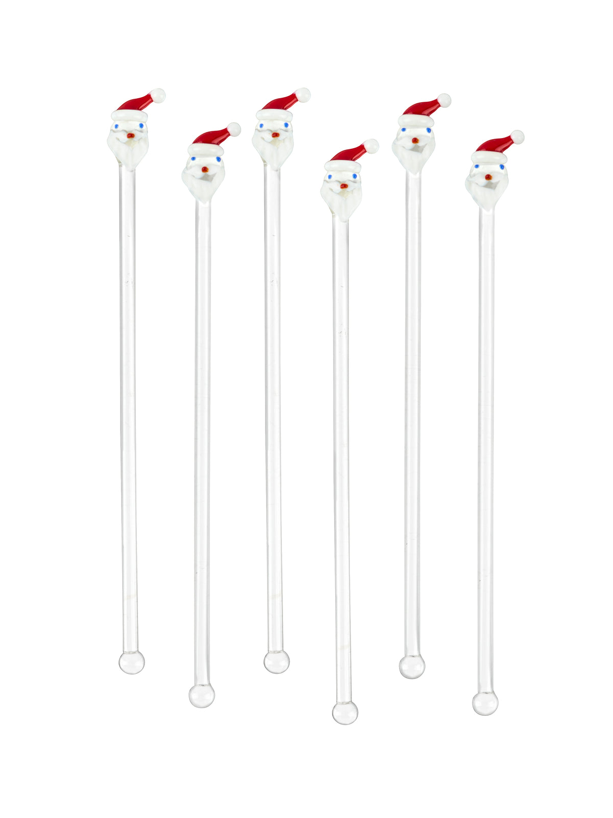 Vintage Santa Claus Glass Swizzle Sticks Set of Six Weston Table