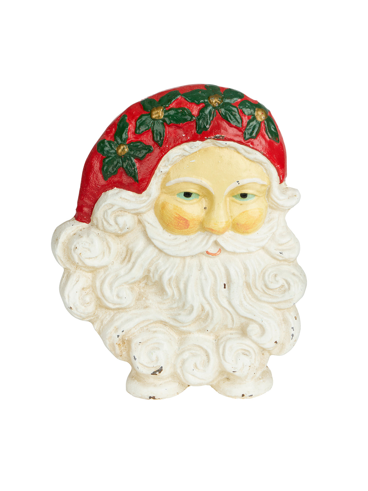 Vintage Santa with Stocking Garland Cast Iron Doorstop Weston Table