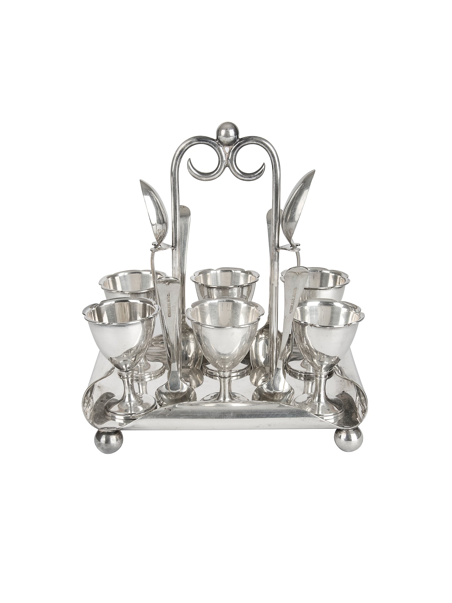 Vintage Silver Plate Six Egg Cup Caddy One Weston Table