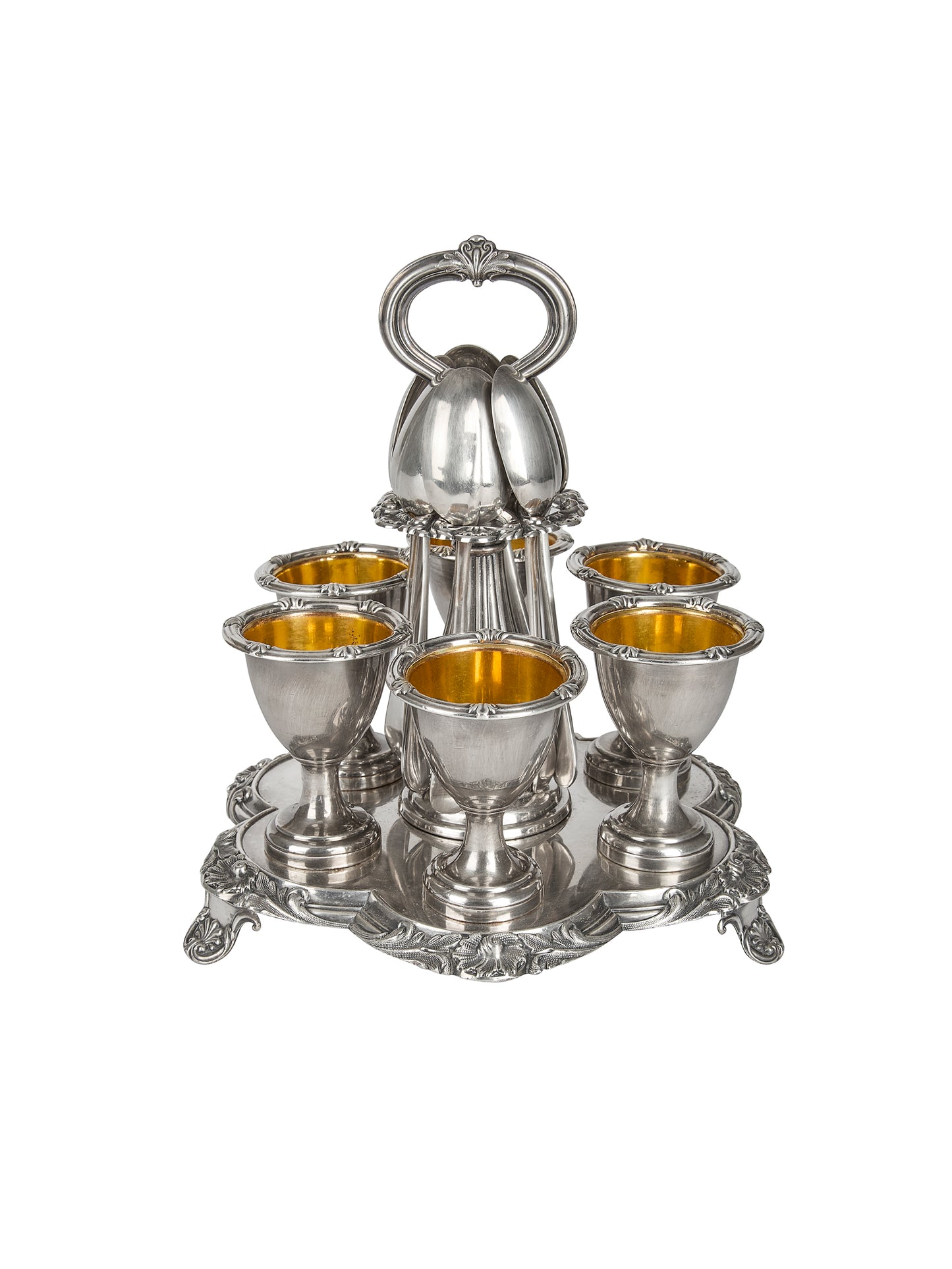 Vintage Silver Plate Egg Cup Caddy Three Weston Table