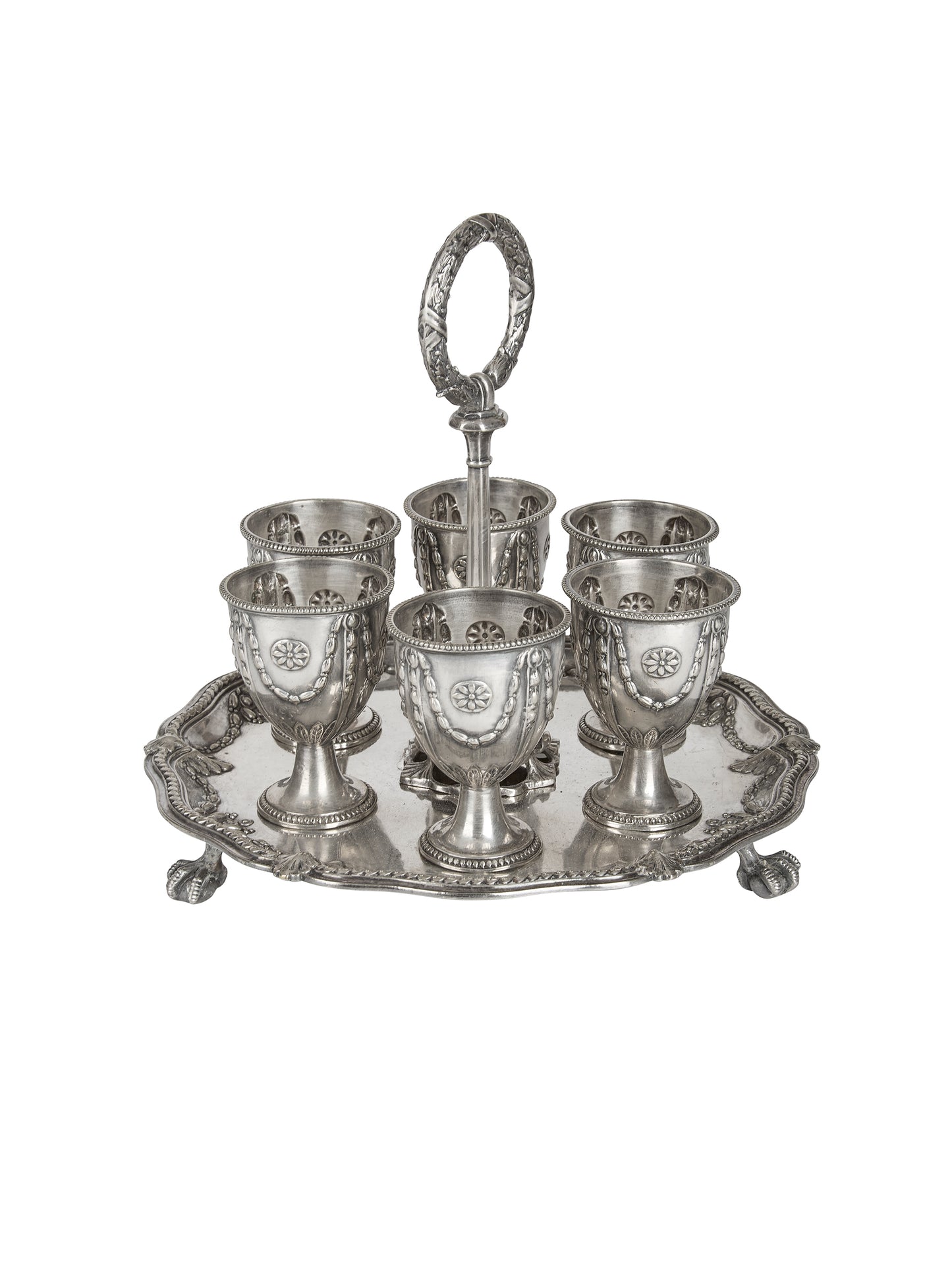 Vintage Silver Plate Six Egg Cup Caddy TwoWeston Table