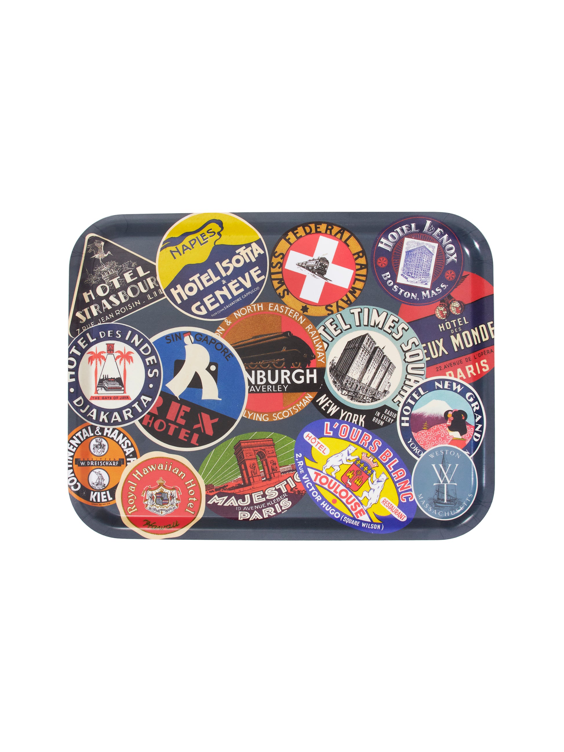 Vintage Travel Stickers Birch Tray Weston Table