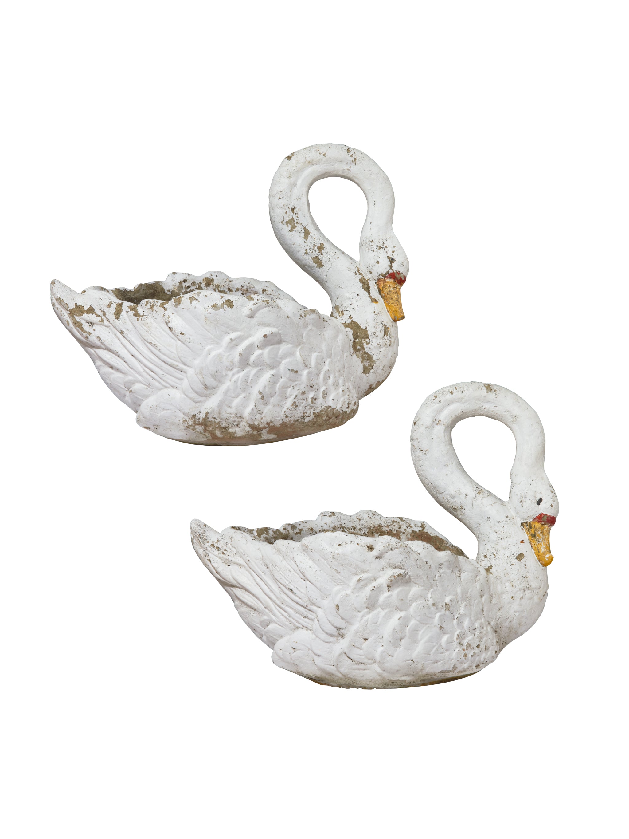 Swan Garden Planters, White, Set of 3 