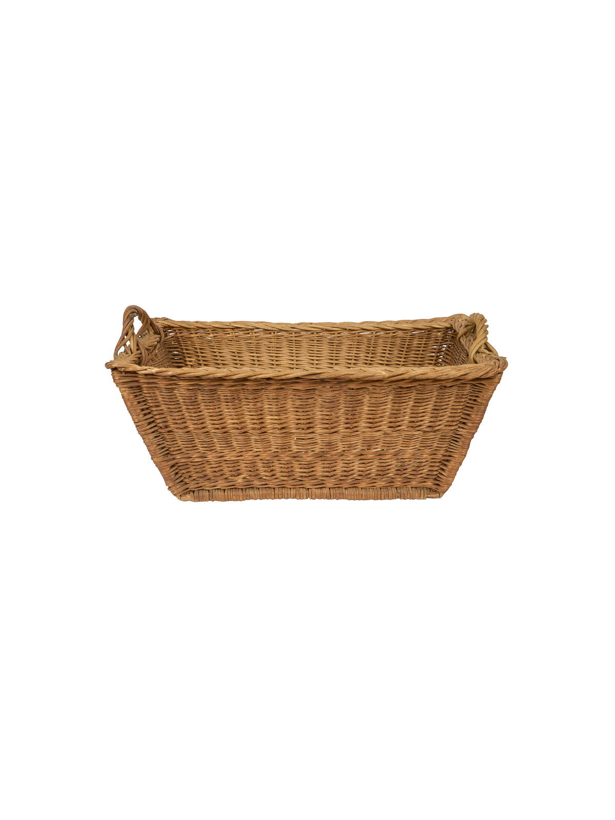 Vintage 1950s Medium French Rectangular Wicker Basket Style Two