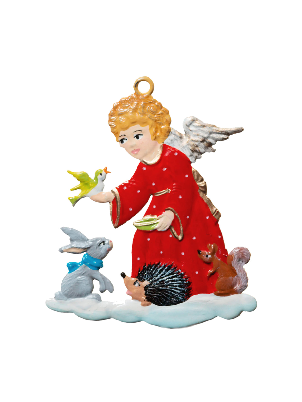 Wilhelm Schweizer Pewter Angel with Animal Friends Ornament Weston Table
