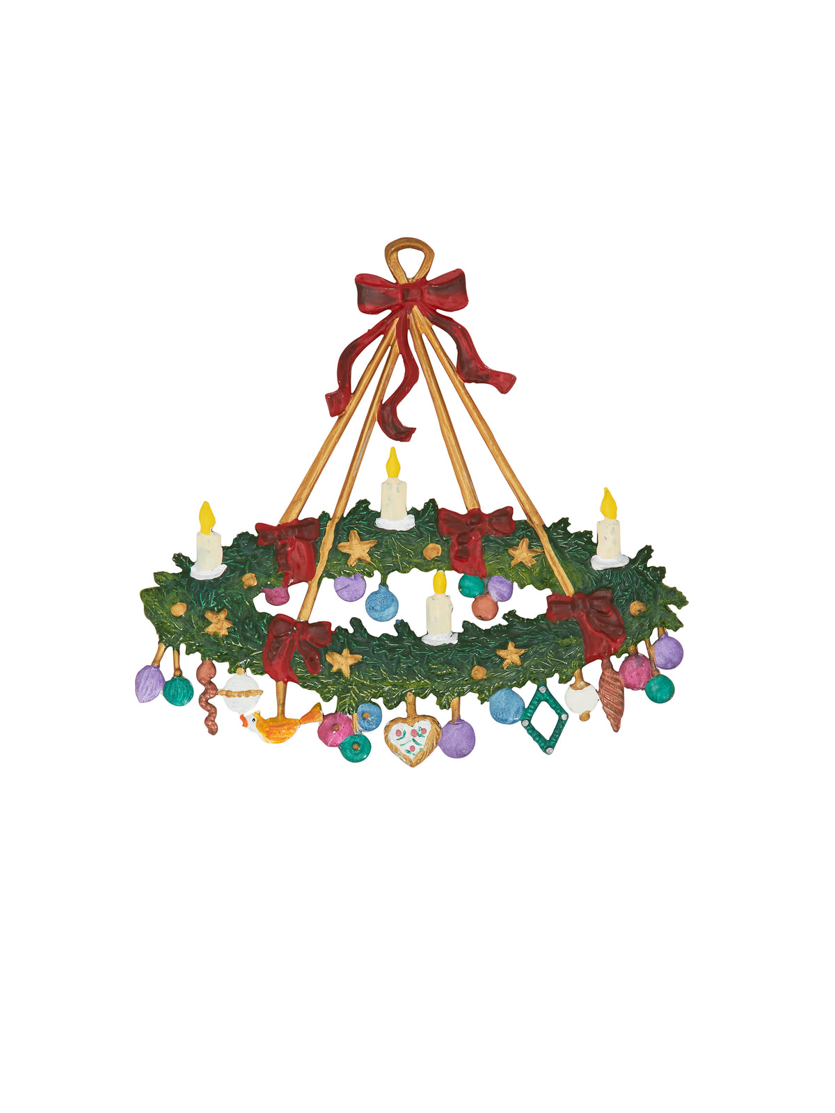 Wilhelm Schweizer Pewter Large Advent Wreath with Ornaments Weston Table
