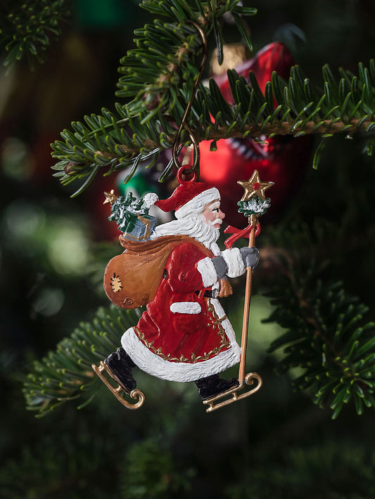 Wilhelm Schweizer Pewter Santa on Skates Christmas Ornament Weston Table