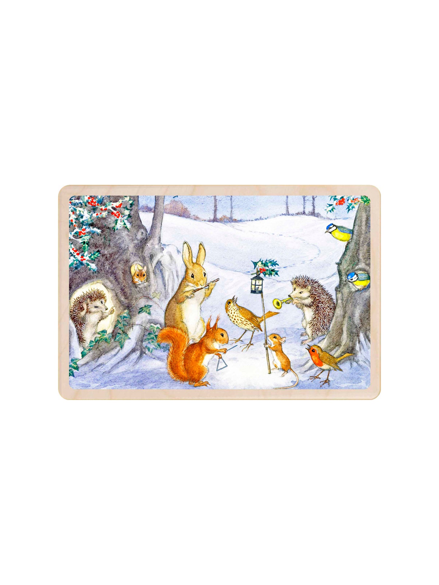 Woodland Forest Animal Wooden Holiday Postcards Caroling Animals Weston Table