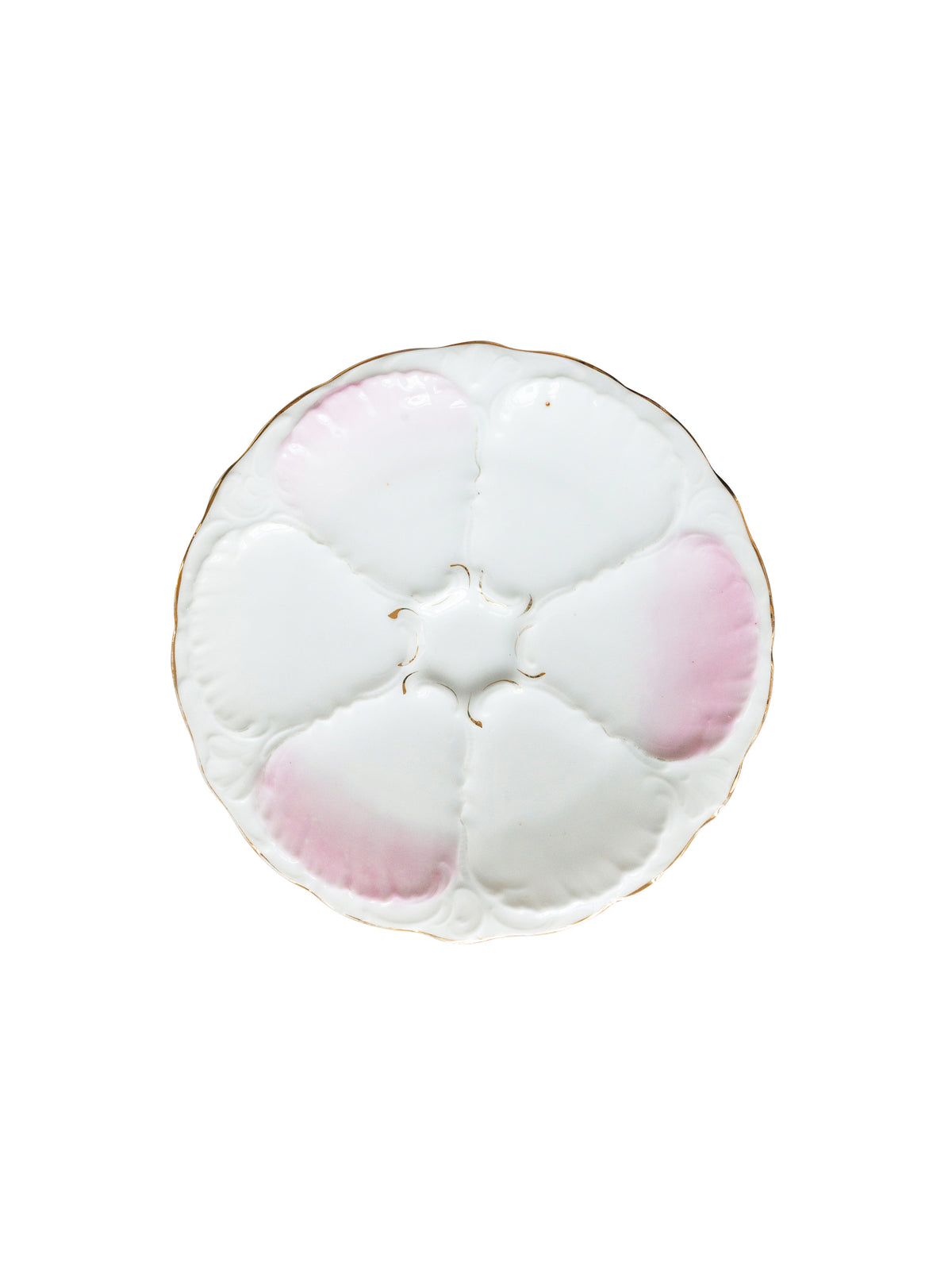 1880s French Porcelain Pink and White Oyster Plate Weston Table