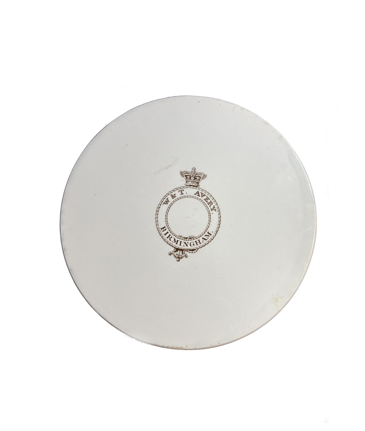 1890s W&T Avery Round Ceramic Plate Back Weston Table